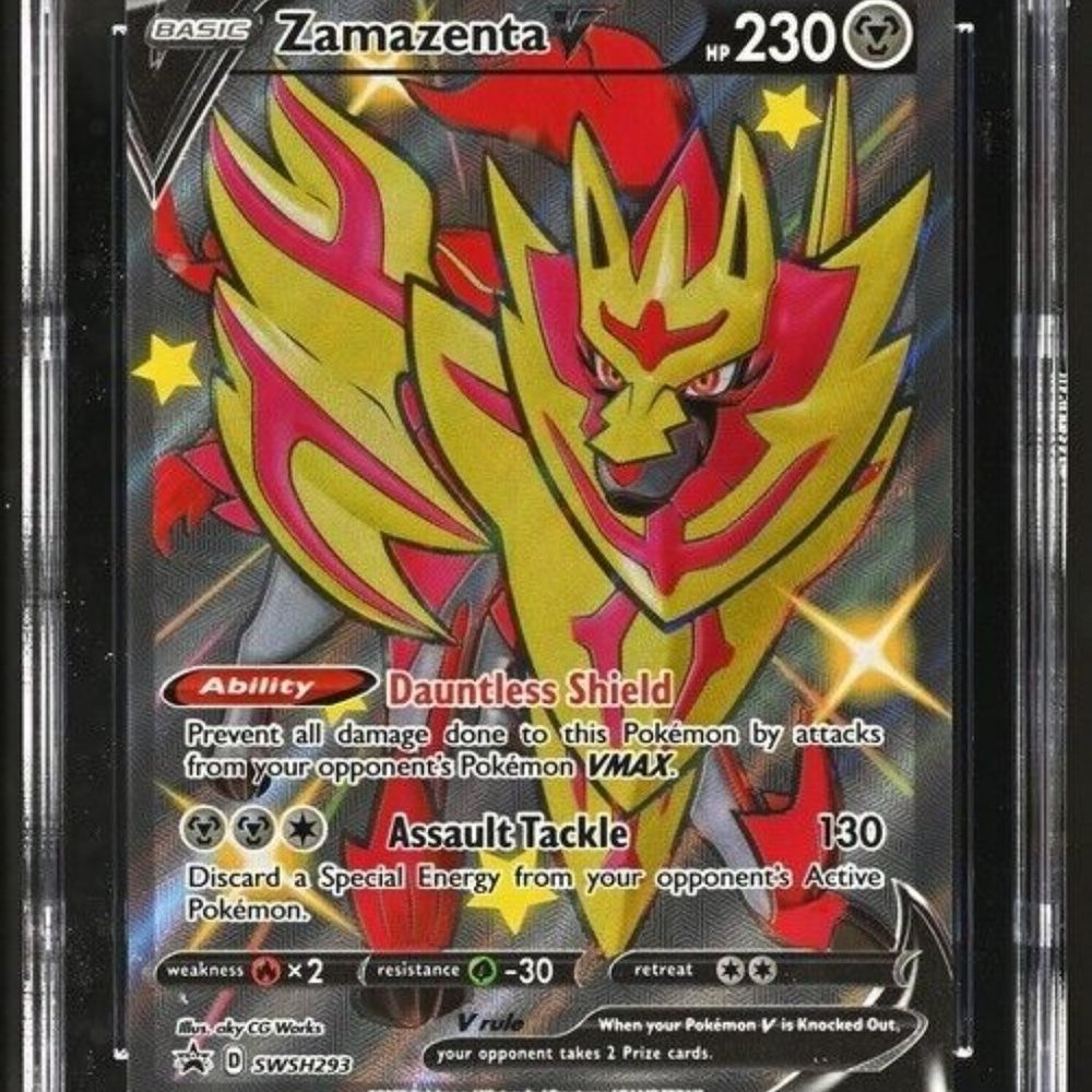 SHINY ZAMAZENTA V SWSH293 Crown Zenith Pokemon TCG CGC 9.5 MINT +